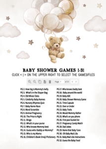 606 Brown Balloon Bear Baby Shower Games Bundle 1: 606 Brown Balloon Bear Baby Shower Games