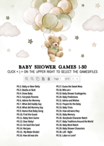 604 Green Balloon Bear Baby Shower Games Bundle 2: 604 Green Balloon Bear Baby Shower Games