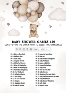 605 Brown Bear Balloon Baby Shower Games Bundle 2: 605 Brown Bear Balloon Baby Shower Games