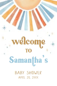 642 Here Comes the Son Baby Shower Welcome Sign 20x30: 642 Here Comes the Son Baby Shower Welcome Sign