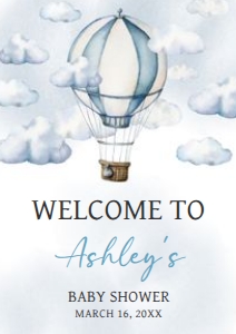 643 Adventure Awaits Hot Air Balloon Baby Shower Welcome Sign A4: 643 Adventure Awaits Hot Air Balloon Baby Shower Welcome Sign