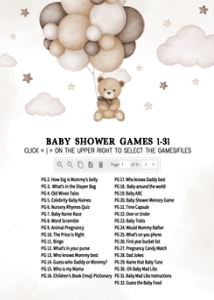 605 Brown Bear Balloon Baby Shower Games Bundle 1: 605 Brown Bear Balloon Baby Shower Games
