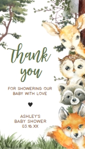 645 Woodland Animals Baby Shower Favor Tag design preview
