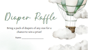 646 Green Adventure Awaits Hot Air Balloon Baby Shower Diaper Raffle: 646 Green Adventure Awaits Hot Air Balloon Baby Shower Invitation Set