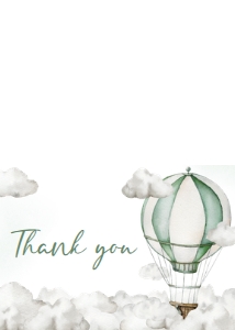 646 Green Adventure Awaits Hot Air Balloon Baby Shower Thank You Card: 646 Green Adventure Awaits Hot Air Balloon Baby Shower Invitation Set
