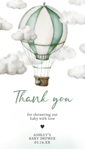 646 Green Adventure Awaits Hot Air Balloon Baby Shower Favor Tag design preview