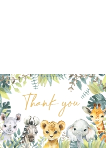 648 Jungle Safari Wild One Baby Shower Thank you Card: 648 Jungle Safari Wild One Baby Shower Invitation Set