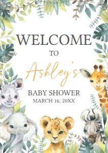 648 Jungle Safari Wild One Baby Shower Welcome Sign A2: 648 Jungle Safari Wild One Baby Shower Welcome Sign