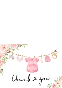 649 Baby Girl Clothes Baby Shower Thank You Card: 649 Baby Girl Clothes Baby Shower Invitation Set