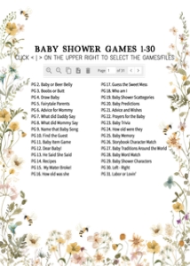 639 Bee Wildflower Baby Shower Games Bundle 2: 639 Bee Wildflower Baby Shower Games