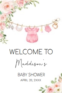 649 Baby Girl Clothes Baby Shower Welcome Sign 24x36: 649 Baby Girl Clothes Baby Shower Welcome Sign