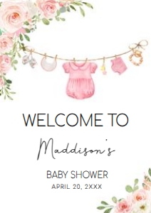 649 Baby Girl Clothes Baby Shower Welcome Sign A4: 649 Baby Girl Clothes Baby Shower Welcome Sign