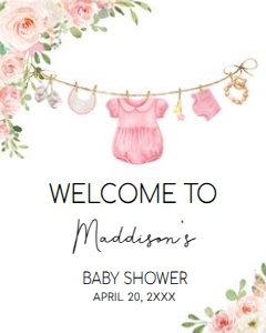 649 Baby Girl Clothes Baby Shower Welcome Sign 16x20: 649 Baby Girl Clothes Baby Shower Welcome Sign