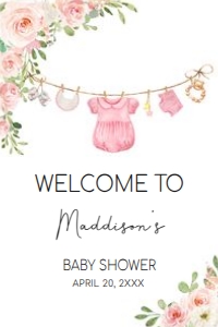 649 Baby Girl Clothes Baby Shower Welcome Sign 20x30: 649 Baby Girl Clothes Baby Shower Welcome Sign