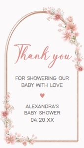 644 Pink Flowers Arch Baby Shower Favor Tag design preview