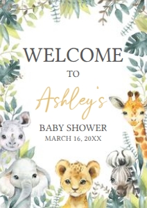 648 Jungle Safari Wild One Baby Shower Welcome Sign A3: 648 Jungle Safari Wild One Baby Shower Welcome Sign