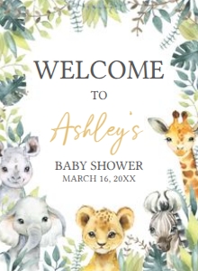 648 Jungle Safari Wild One Baby Shower Welcome Sign 11x15: 648 Jungle Safari Wild One Baby Shower Welcome Sign