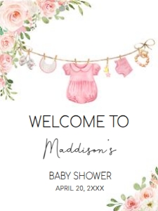 649 Baby Girl Clothes Baby Shower Welcome Sign 18x24: 649 Baby Girl Clothes Baby Shower Welcome Sign