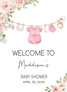 649 Baby Girl Clothes Baby Shower Welcome Sign 11X15: 649 Baby Girl Clothes Baby Shower Welcome Sign