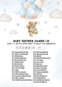 623 Blue Balloon Bear Baby Shower Games Bundle 1: 623 Blue Balloon Bear Baby Shower Games