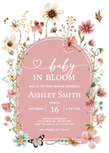 650 Arch Baby in Bloom Baby Shower Invitation design preview