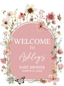 650 Arch Baby in Bloom Baby Shower Welcome Sign 18x24: 650 Arch Baby in Bloom Baby Shower Welcome Sign