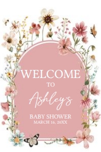 650 Arch Baby in Bloom Baby Shower Welcome Sign 24x36: 650 Arch Baby in Bloom Baby Shower Welcome Sign