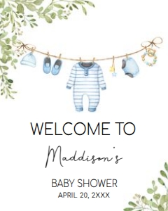 653 Baby Boy Clothes Baby Shower Welcome Sign 16x20: 653 Baby Boy Clothes Baby Shower Welcome Sign
