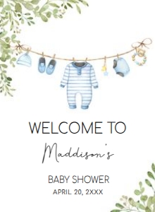 653 Baby Boy Clothes Baby Shower Welcome Sign 11X15: 653 Baby Boy Clothes Baby Shower Welcome Sign