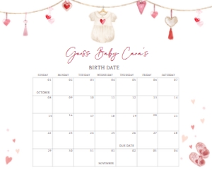 651 A Little Sweetheart Baby Shower Calendar 20x16: 651 A Little Sweetheart Baby Shower Calendar