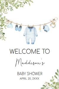 653 Baby Boy Clothes Baby Shower Welcome Sign 20x30: 653 Baby Boy Clothes Baby Shower Welcome Sign