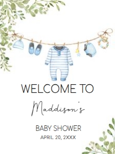 653 Baby Boy Clothes Baby Shower Welcome Sign 18x24: 653 Baby Boy Clothes Baby Shower Welcome Sign