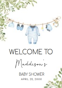 653 Baby Boy Clothes Baby Shower Welcome Sign A4: 653 Baby Boy Clothes Baby Shower Welcome Sign
