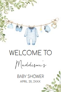 653 Baby Boy Clothes Baby Shower Welcome Sign 24x36: 653 Baby Boy Clothes Baby Shower Welcome Sign