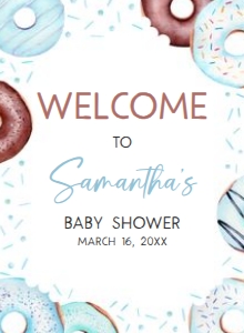 652 Blue Donuts and Diapers Baby Shower Welcome Sign 11x15: 652 Blue Donuts and Diapers Baby Shower Welcome Sign