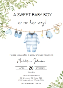 653 Baby Boy Clothes Baby Shower Invitation: 653 Baby Boy Clothes Baby Shower Invitation