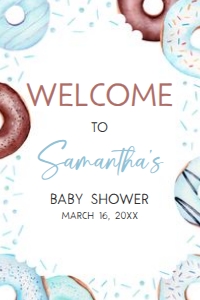 652 Blue Donuts and Diapers Baby Shower Welcome Sign 20x30: 652 Blue Donuts and Diapers Baby Shower Welcome Sign