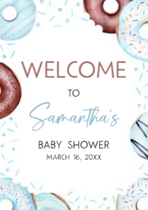 652 Blue Donuts and Diapers Baby Shower Welcome Sign A1: 652 Blue Donuts and Diapers Baby Shower Welcome Sign