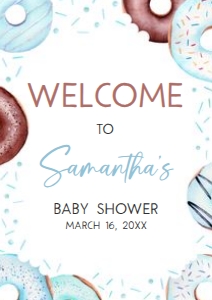652 Blue Donuts and Diapers Baby Shower Welcome Sign A2: 652 Blue Donuts and Diapers Baby Shower Welcome Sign