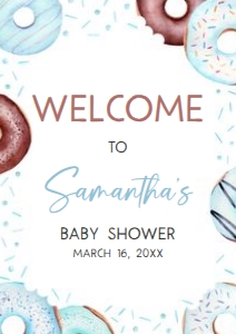 652 Blue Donuts and Diapers Baby Shower Welcome Sign A3: 652 Blue Donuts and Diapers Baby Shower Welcome Sign