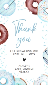 652 Blue Donuts and Diapers Baby Shower Favor Tag with Line: 652 Blue Donuts and Diapers Baby Shower Favor Tag
