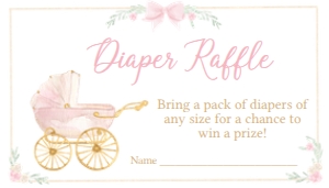 658 Pink Gold Carriage Crest Baby Shower Diaper Raffle: 658 Pink Gold Carriage Crest Baby Shower Invitation Set