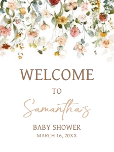 659 Baby in Bloom Baby Shower Welcome Sign 18x24: 659 Baby in Bloom Baby Shower Welcome Sign