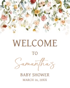 659 Baby in Bloom Baby Shower Welcome Sign 16x20: 659 Baby in Bloom Baby Shower Welcome Sign