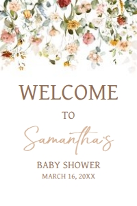 659 Baby in Bloom Baby Shower Welcome Sign 20x30: 659 Baby in Bloom Baby Shower Welcome Sign