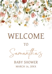 659 Baby in Bloom Baby Shower Welcome Sign A3: 659 Baby in Bloom Baby Shower Welcome Sign