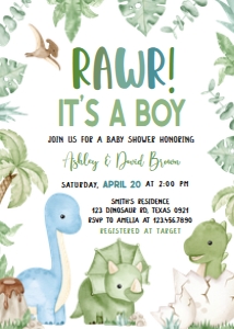 661 Dinosaur Baby Shower Invitation: 661 Dinosaur Baby Shower Invitation