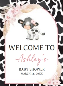 662 Girl Holy Cow Baby Shower Welcome Sign 11x15: 662 Girl Holy Cow Baby Shower Mega Bundle