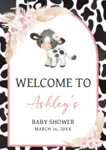 662 Girl Holy Cow Baby Shower Welcome Sign A4: 662 Girl Holy Cow Baby Shower Mega Bundle