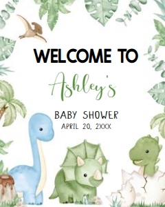 661 Dinosaur Baby Shower Welcome Sign 16x20: 661 Dinosaur Baby Shower Mega Bundle